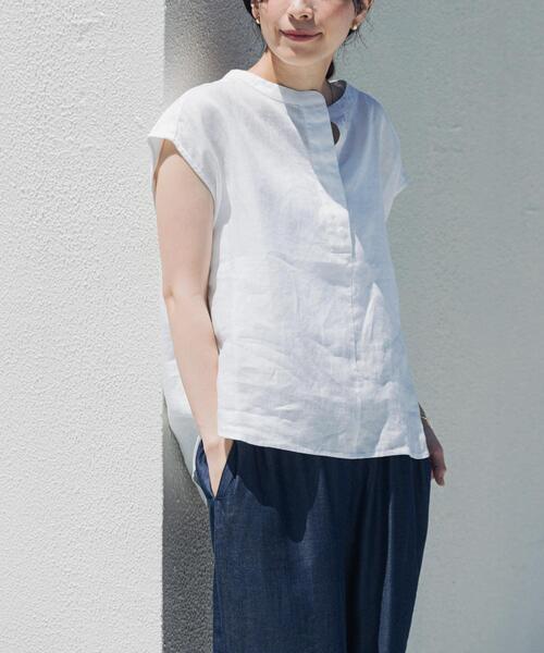 URBAN RESEARCH DOORS（アーバンリサーチドアーズ）の「リネンスキッパーフレンチブラウス（シャツ/ブラウス・レディース・ネイビー/オレンジ系その他/ブルー/オフホワイト・FREE）」の2枚目の写真