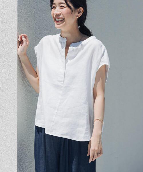 URBAN RESEARCH DOORS（アーバンリサーチドアーズ）の「リネンスキッパーフレンチブラウス（シャツ/ブラウス・レディース・ネイビー/オレンジ系その他/ブルー/オフホワイト・FREE）」の5枚目の写真