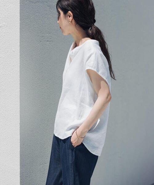 URBAN RESEARCH DOORS（アーバンリサーチドアーズ）の「リネンスキッパーフレンチブラウス（シャツ/ブラウス・レディース・ネイビー/オレンジ系その他/ブルー/オフホワイト・FREE）」の6枚目の写真