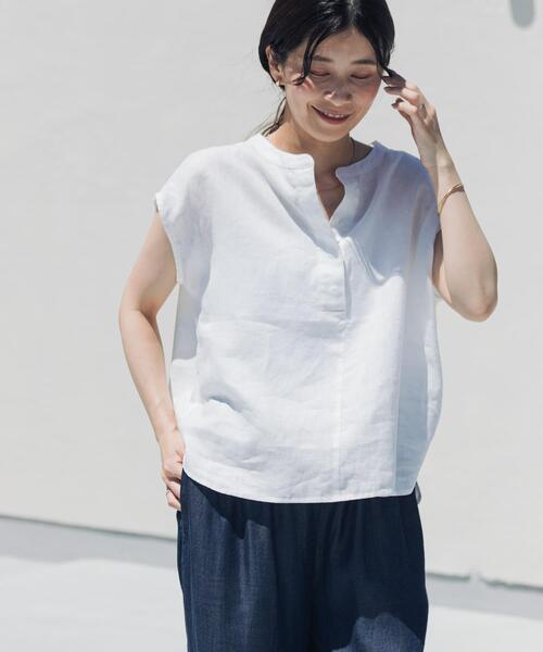 URBAN RESEARCH DOORS（アーバンリサーチドアーズ）の「リネンスキッパーフレンチブラウス（シャツ/ブラウス・レディース・ネイビー/オレンジ系その他/ブルー/オフホワイト・FREE）」の7枚目の写真