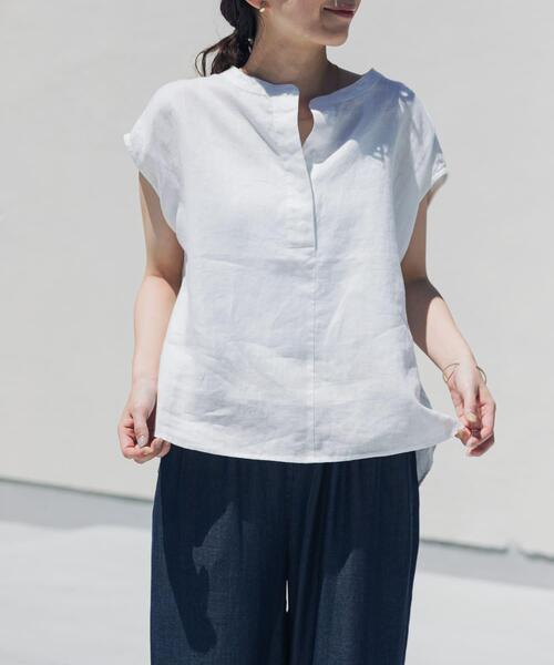 URBAN RESEARCH DOORS（アーバンリサーチドアーズ）の「リネンスキッパーフレンチブラウス（シャツ/ブラウス・レディース・ネイビー/オレンジ系その他/ブルー/オフホワイト・FREE）」の8枚目の写真
