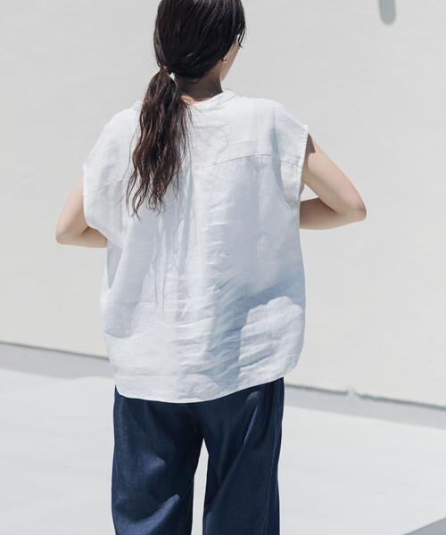 URBAN RESEARCH DOORS（アーバンリサーチドアーズ）の「リネンスキッパーフレンチブラウス（シャツ/ブラウス・レディース・ネイビー/オレンジ系その他/ブルー/オフホワイト・FREE）」の9枚目の写真