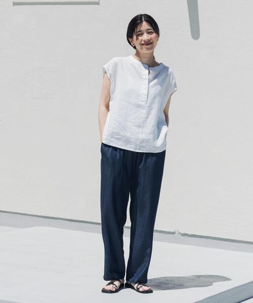 URBAN RESEARCH DOORS（アーバンリサーチドアーズ）の「リネンスキッパーフレンチブラウス（シャツ/ブラウス・レディース・ネイビー/オレンジ系その他/ブルー/オフホワイト・FREE）」の10枚目の写真