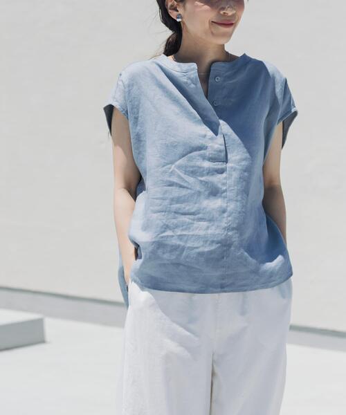 URBAN RESEARCH DOORS（アーバンリサーチドアーズ）の「リネンスキッパーフレンチブラウス（シャツ/ブラウス・レディース・ネイビー/オレンジ系その他/ブルー/オフホワイト・FREE）」の16枚目の写真