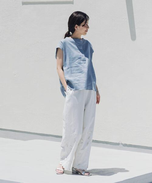 URBAN RESEARCH DOORS（アーバンリサーチドアーズ）の「リネンスキッパーフレンチブラウス（シャツ/ブラウス・レディース・ネイビー/オレンジ系その他/ブルー/オフホワイト・FREE）」の19枚目の写真
