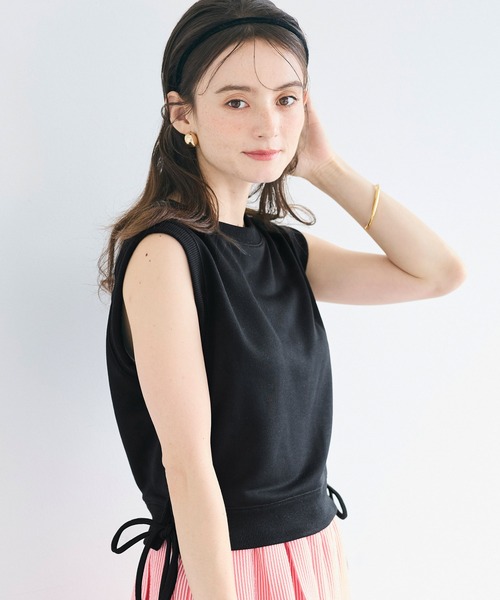 coca(coca)(コカ)の「サイドリボントップス(Tシャツ/カットソー・レディース・ブラック/グレー・S/M/L)」の1枚目の写真