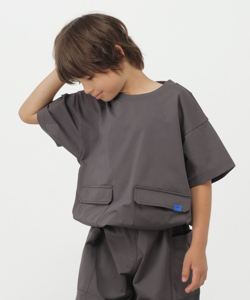 GLOBAL WORK(グローバルワーク)の「ドライメッシュプルオーバー半袖/876732(Tシャツ/カットソー・キッズ・チャコールグレー/ミント・130cm/160cm/140cm/150cm)」の2枚目の写真