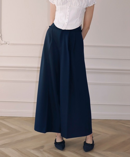 mieya mieya(ミーヤミーヤ)の「【mieya mieya】MINI FRILL WIDE-LEG PT/ミニフリルワイドレッグパンツ(スラックス・レディース・ネイビー/グレー/グレイッシュベージュ・SMALL/MEDIUM)」の3枚目の写真