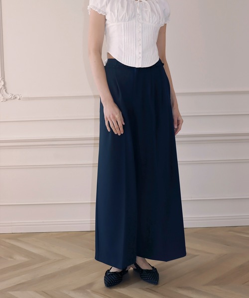 mieya mieya(ミーヤミーヤ)の「【mieya mieya】MINI FRILL WIDE-LEG PT/ミニフリルワイドレッグパンツ(スラックス・レディース・ネイビー/グレー/グレイッシュベージュ・SMALL/MEDIUM)」の9枚目の写真