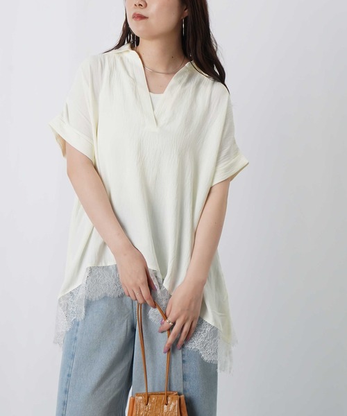 LUCA/LADY LUCK LUCA(ルカ/レディラックルカ)の「LC/LLL 裾レーススキッパープルオーバー(Tシャツ/カットソー・レディース・ブラウン/ブラック/オフホワイト・FREE)」の2枚目の写真