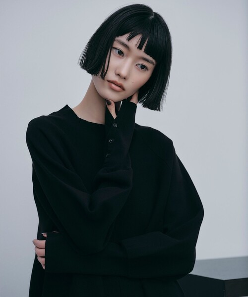 EMMEL REFINES（エメルリファインズ）の「＜EMMEL REFINES＞EM Aライン ミニ ニット ワンピース（ワンピース・レディース・ブラック/ベージュ/オレンジ系その他・FREE）」の4枚目の写真
