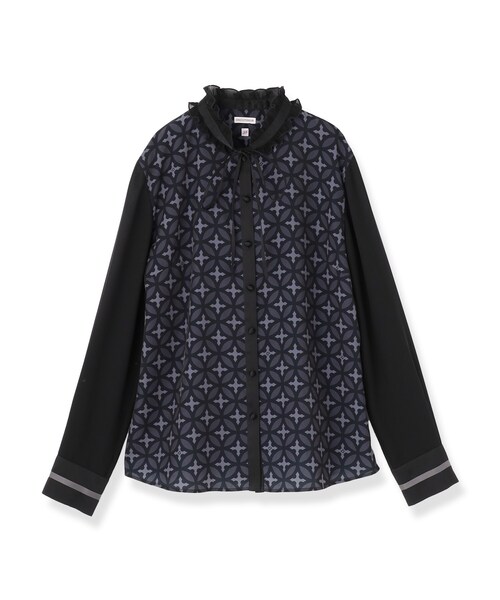 DRESSTERIOR(ドレステリア)の「オーバーラップサークル フリルカラーボウタイブラウス(シャツ/ブラウス・レディース・ブラック系・34/38/36)」の5枚目の写真