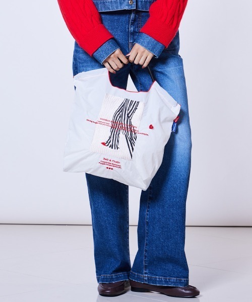 DOUBLE STANDARD CLOTHING(ダブルスタンダードクロージング)の「Ball&Chain/ Block Stripe Bottom ミニショッピングバッグ(エコバッグ/サブバッグ・レディース・オフホワイト・FREE)」の7枚目の写真