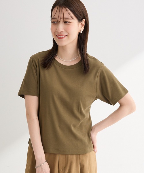 Green Parks(グリーンパークス)の「オトナコンパクトTシャツⅡ(Tシャツ/カットソー・レディース・ホワイト/ブラック/カーキ・FREE)」の1枚目の写真