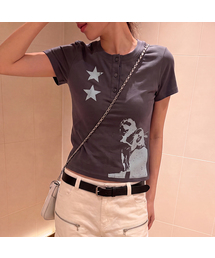 [ユニセックス]STAR2 ヘンリーネック半袖Tシャツ 2色