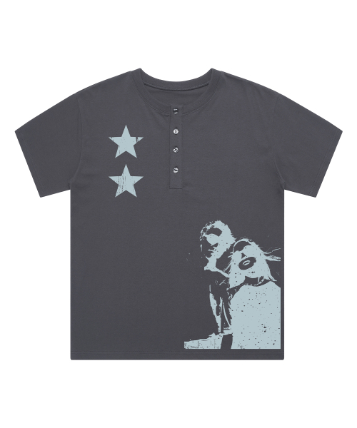 GRAVER（グレーバー）の「[ユニセックス]STAR2 ヘンリーネック半袖Tシャツ 2色（Tシャツ/カットソー・レディース・Beige/チャコールグレー・MEDIUM/LARGE）」の12枚目の写真