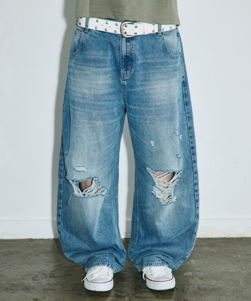 SCALLYWAG（スカリーワグ）の「VTG スクラッチダメージセギングデニムパンツ[ライトインディゴ]（デニムパンツ・レディース・その他・SMALL/MEDIUM/LARGE/X-LARGE）」の2枚目の写真