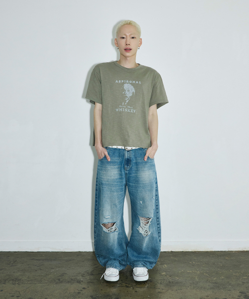 SCALLYWAG（スカリーワグ）の「VTG スクラッチダメージセギングデニムパンツ[ライトインディゴ]（デニムパンツ・レディース・その他・SMALL/MEDIUM/LARGE/X-LARGE）」の3枚目の写真