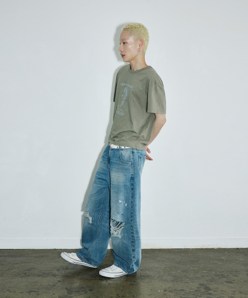 SCALLYWAG（スカリーワグ）の「VTG スクラッチダメージセギングデニムパンツ[ライトインディゴ]（デニムパンツ・レディース・その他・SMALL/MEDIUM/LARGE/X-LARGE）」の5枚目の写真