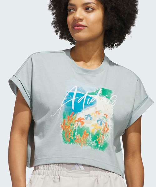 adidas(アディダス)の「サマー ロマンス グラフィック Tシャツ / アディダス adidas(Tシャツ/カットソー・レディース・グリーン・XX-LARGE/LARGE/MEDIUM/SMALL/X-LARGE/X-SMALL)」の3枚目の写真