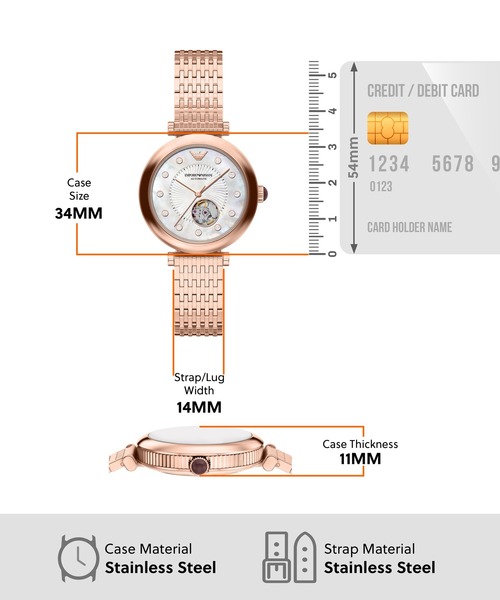 EMPORIO ARMANI(エンポリオアルマーニ)の「エンポリオ・アルマーニ 腕時計 レディース アナログ ステンレス AR60096(アナログ腕時計・レディース・ピンクゴールド・FREE)」の5枚目の写真