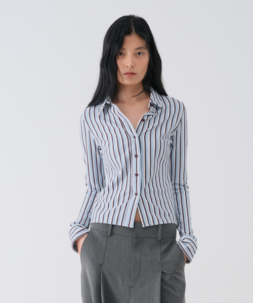 Stripe Slim PK Shirt — рубашка в тонкую полоску, небесно-голубая