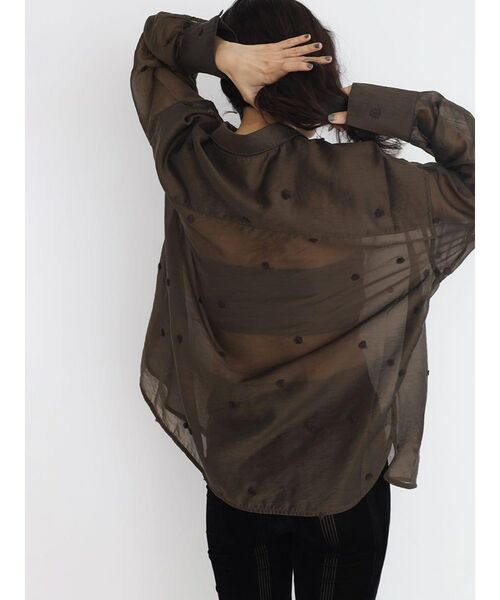 FIKA.(フィーカ)の「Sheer dot shirt(シャツ/ブラウス・レディース・ブラウン/ブラック・MEDIUM)」の6枚目の写真