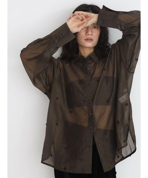 FIKA.(フィーカ)の「Sheer dot shirt(シャツ/ブラウス・レディース・ブラウン/ブラック・MEDIUM)」の8枚目の写真