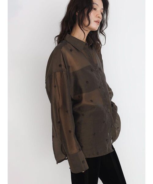 FIKA.(フィーカ)の「Sheer dot shirt(シャツ/ブラウス・レディース・ブラウン/ブラック・MEDIUM)」の9枚目の写真