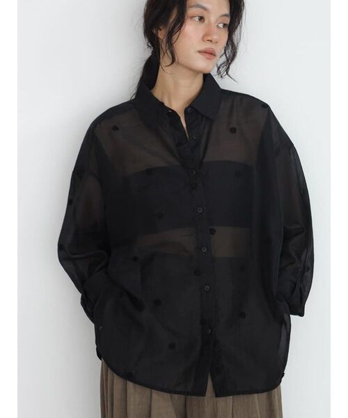 FIKA.(フィーカ)の「Sheer dot shirt(シャツ/ブラウス・レディース・ブラウン/ブラック・MEDIUM)」の13枚目の写真