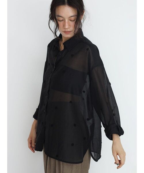 FIKA.(フィーカ)の「Sheer dot shirt(シャツ/ブラウス・レディース・ブラウン/ブラック・MEDIUM)」の14枚目の写真