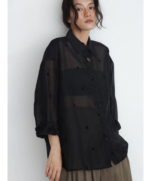 FIKA.(フィーカ)の「Sheer dot shirt(シャツ/ブラウス・レディース・ブラウン/ブラック・MEDIUM)」の20枚目の写真