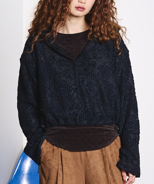 ROSE BUD（ローズバッド）の「MOLE LACE HOODIE（Tシャツ/カットソー・レディース・ブラック/ホワイト・ONE SIZE）」の2枚目の写真