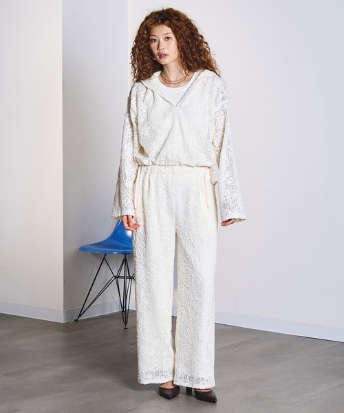 ROSE BUD（ローズバッド）の「MOLE LACE HOODIE（Tシャツ/カットソー・レディース・ブラック/ホワイト・ONE SIZE）」の6枚目の写真