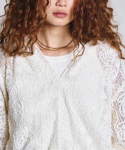 ROSE BUD（ローズバッド）の「MOLE LACE HOODIE（Tシャツ/カットソー・レディース・ブラック/ホワイト・ONE SIZE）」の11枚目の写真