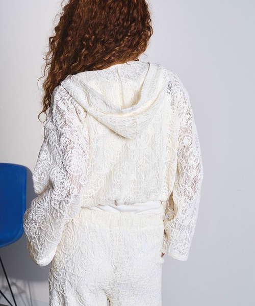 ROSE BUD（ローズバッド）の「MOLE LACE HOODIE（Tシャツ/カットソー・レディース・ブラック/ホワイト・ONE SIZE）」の14枚目の写真