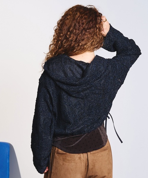 ROSE BUD（ローズバッド）の「MOLE LACE HOODIE（Tシャツ/カットソー・レディース・ブラック/ホワイト・ONE SIZE）」の18枚目の写真