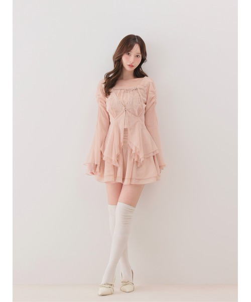 M me eme(エムミーエメ)の「Veil tulle ensemble onepiece(eme11100)(セットアップ・レディース・アイボリー/ピンク・FREE)」の13枚目の写真