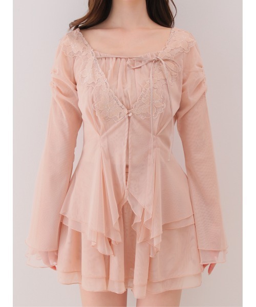 M me eme(エムミーエメ)の「Veil tulle ensemble onepiece(eme11100)(セットアップ・レディース・アイボリー/ピンク・FREE)」の14枚目の写真