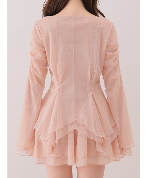 M me eme(エムミーエメ)の「Veil tulle ensemble onepiece(eme11100)(セットアップ・レディース・アイボリー/ピンク・FREE)」の15枚目の写真