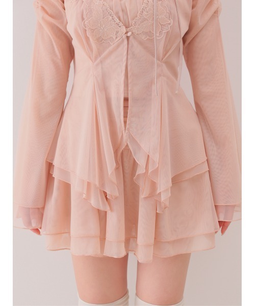 M me eme(エムミーエメ)の「Veil tulle ensemble onepiece(eme11100)(セットアップ・レディース・アイボリー/ピンク・FREE)」の19枚目の写真