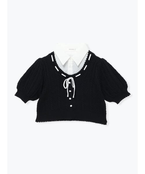 NOEMIE(ノエミー)の「ハートケーブルレイヤードリボンニット(Tシャツ/カットソー・レディース・ダークグレー/ピンク/ブラック・M)」の16枚目の写真