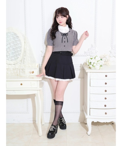 NOEMIE(ノエミー)の「ハートケーブルレイヤードリボンニット(Tシャツ/カットソー・レディース・ダークグレー/ピンク/ブラック・M)」の10枚目の写真