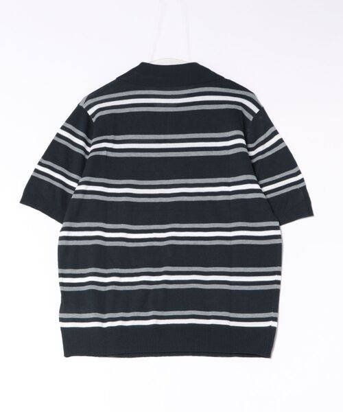 NOWLE(ノウル)の「【NOWLE】レトロマルチボーダー サマーニット ポロシャツ / リラックス ポロニット 半袖 トップス(ポロシャツ・メンズ・ネイビー・X-LARGE/MEDIUM/LARGE)」の13枚目の写真