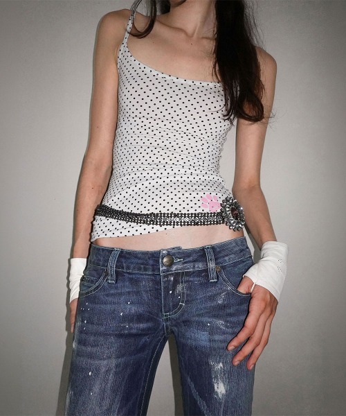 SCULPTOR(スカルプター)の「Sweet Kitty Dot Tank Top(タンクトップ・レディース・ミント/ホワイト/ブラウン/パープル・SMALL/MEDIUM/LARGE)」の1枚目の写真
