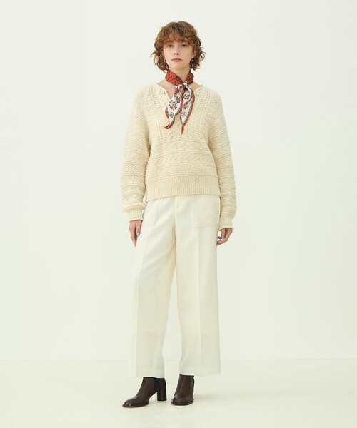 MACPHEE(マカフィー)の「ウールサキソニー ベイカーパンツ(その他パンツ・レディース・ブラウン系その他/チャコールグレー/オフホワイト・34/32/36)」の4枚目の写真