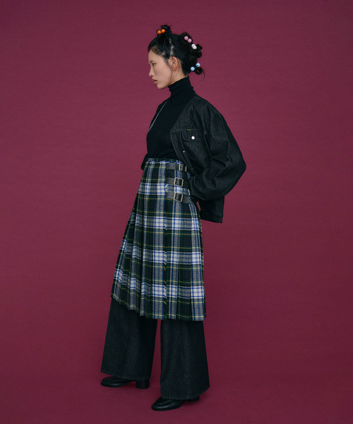 O'NEIL of DUBLIN（オニールオブダブリン）の「O'NEIL OF DUBRIN 別注 FrontPleated FashionLong[SIZE8]：スカート（スカート・レディース・チャコールグレー/レッド/グリーン・8）」の6枚目の写真