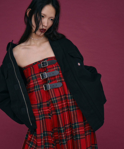 O'NEIL of DUBLIN（オニールオブダブリン）の「O'NEIL OF DUBRIN 別注 FrontPleated FashionLong[SIZE8]：スカート（スカート・レディース・チャコールグレー/レッド/グリーン・8）」の18枚目の写真