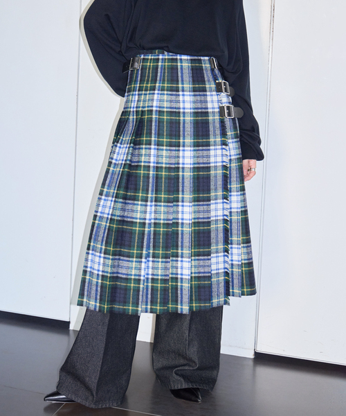 O'NEIL of DUBLIN（オニールオブダブリン）の「O'NEIL OF DUBRIN 別注 FrontPleated FashionLong[SIZE8]：スカート（スカート・レディース・チャコールグレー/レッド/グリーン・8）」の19枚目の写真