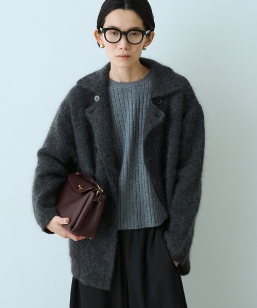 qualite（カリテ）の「モヘアニットコート（ピーコート・レディース・チャコールグレー/ブラウン系その他・フリー）」の2枚目の写真